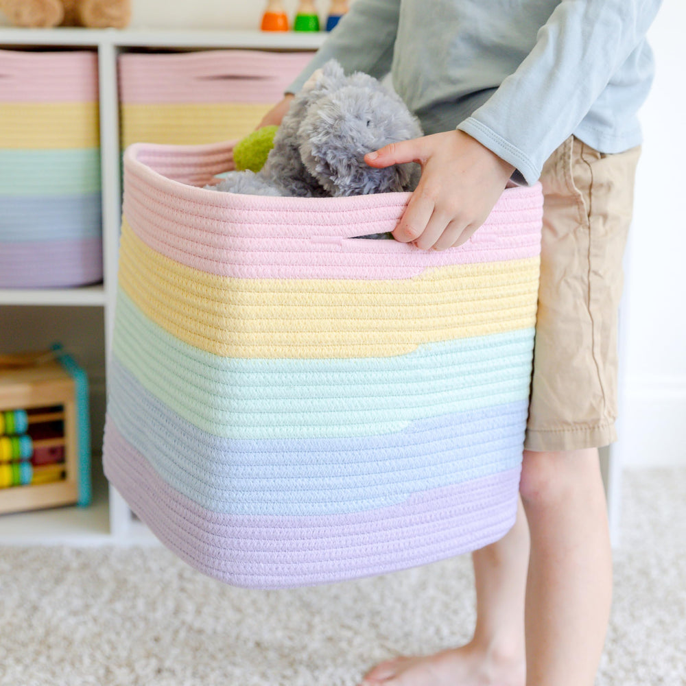 NaturalCozy 11-inch storage cubes suitable for nursery blankets and plush toys