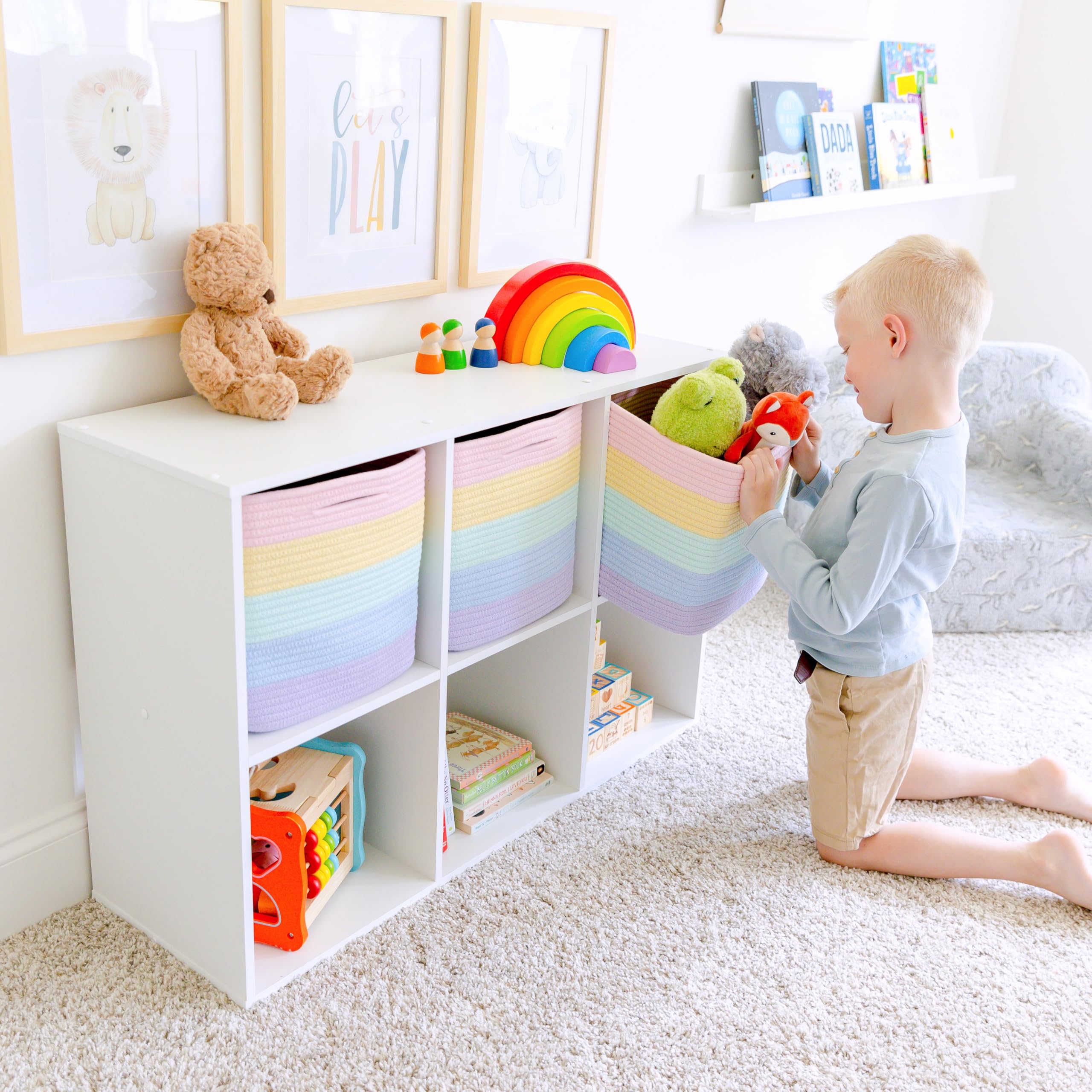 NaturalCozy 11-inch cotton rope storage cubes made from safe natural material for kids