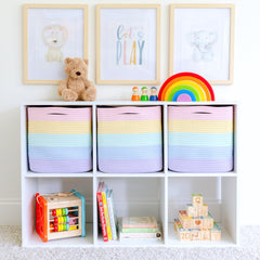 NaturalCozy 11-inch rope storage cubes on shelves promoting compact organization