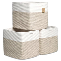 NaturalCozy Kallax bins 13x15x13 pack on a shelf for neat storage