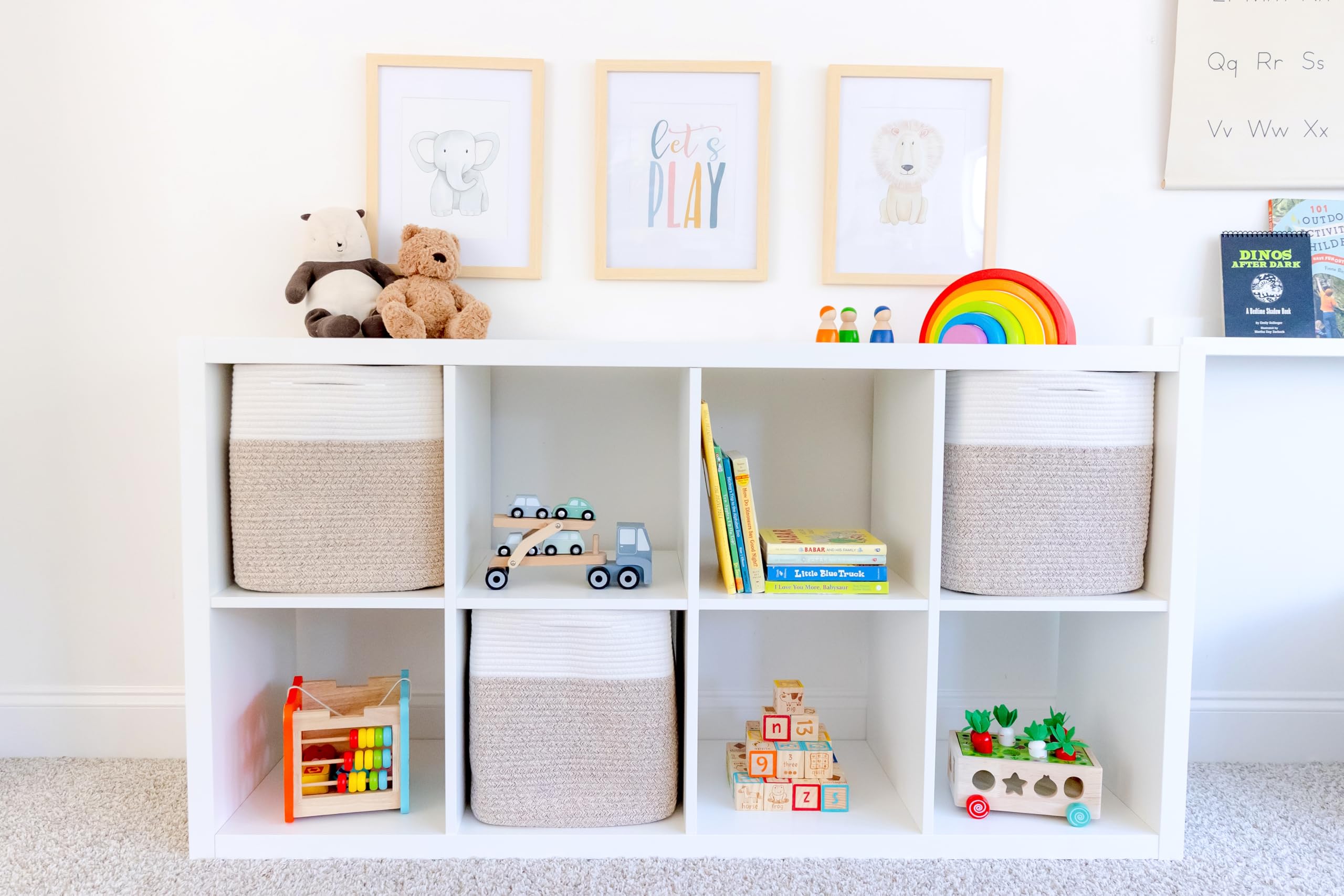 NaturalCozy cotton rope material provides sturdy yet soft storage