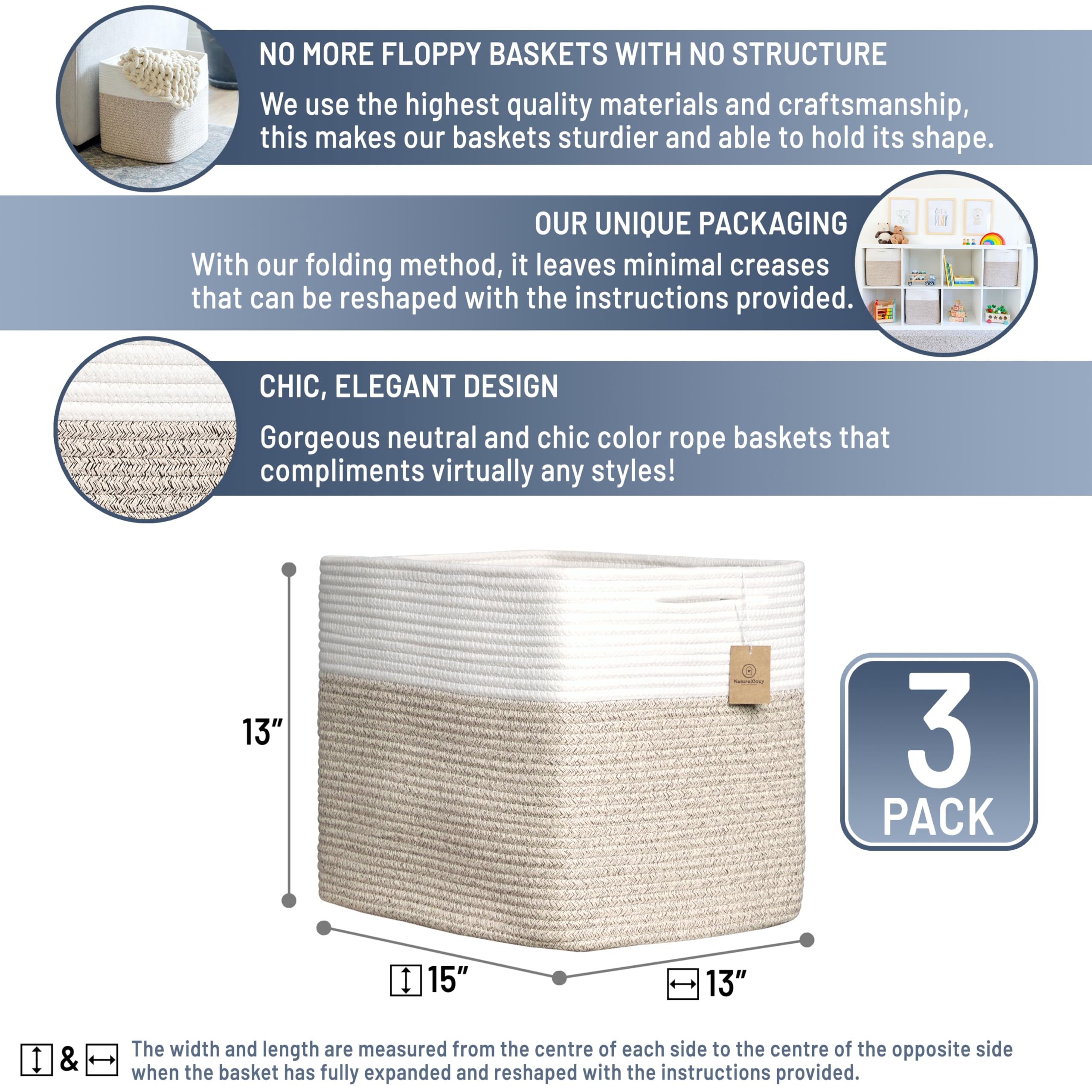 NaturalCozy folding method shown to help shape the bins easily