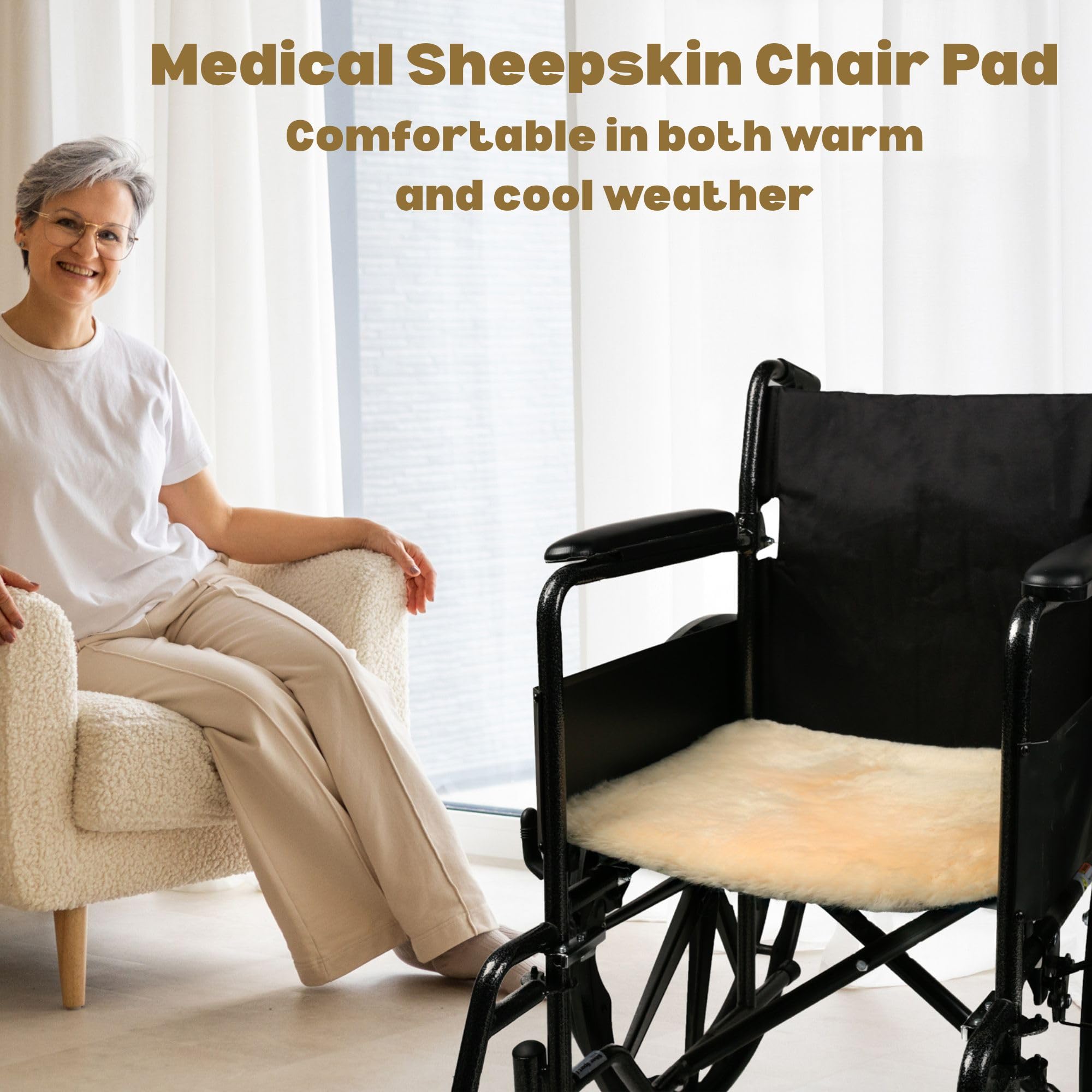 Natural Design Architecture Lifestyle N non-slip back sheepskin seat pad 17x17 keeps you stable while seated.