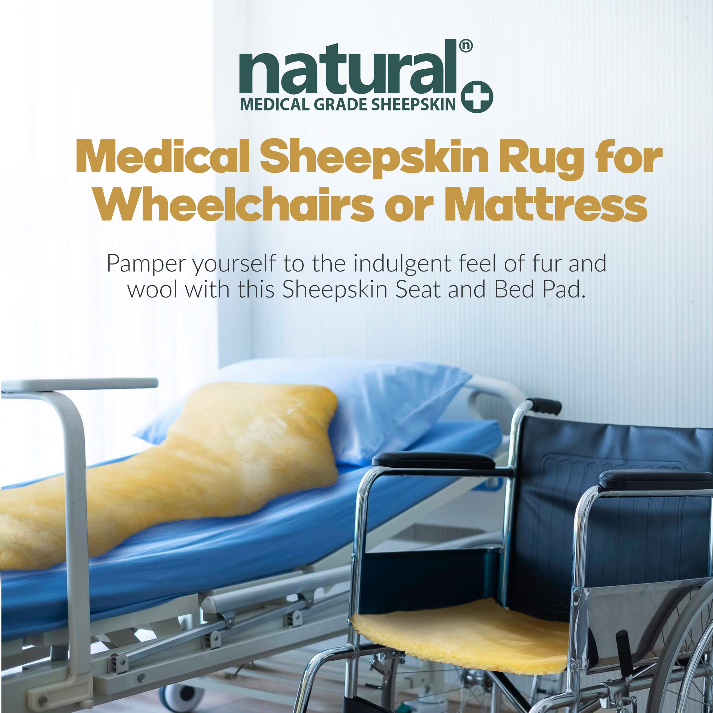Natural Design N natural sheepskin seat pad 17x17 promotes even weight distribution.