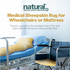 Natural Design N natural sheepskin seat pad 17x17 promotes even weight distribution.