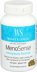 Natural Factors MenoSense Veg-Capsules bottle for menopause symptom support.
