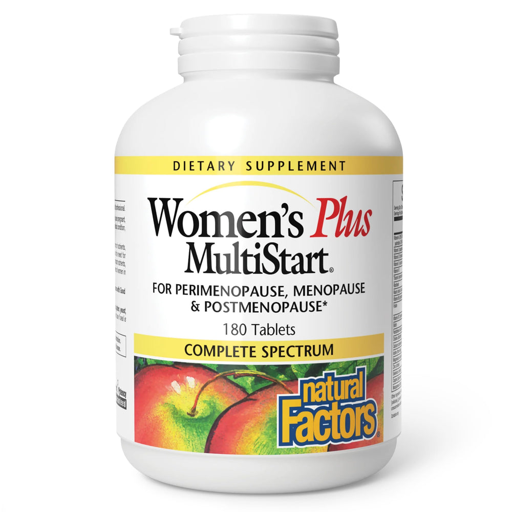 Natural Factors Women's Plus MultiStart bottle front showing balanced menopause support.