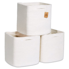 NaturalCozy 11-inch cotton rope storage cubes with folding method for quick setup.