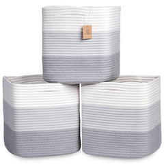 NaturalCozy 13in cube basket folding method for easy reshaping and storage.