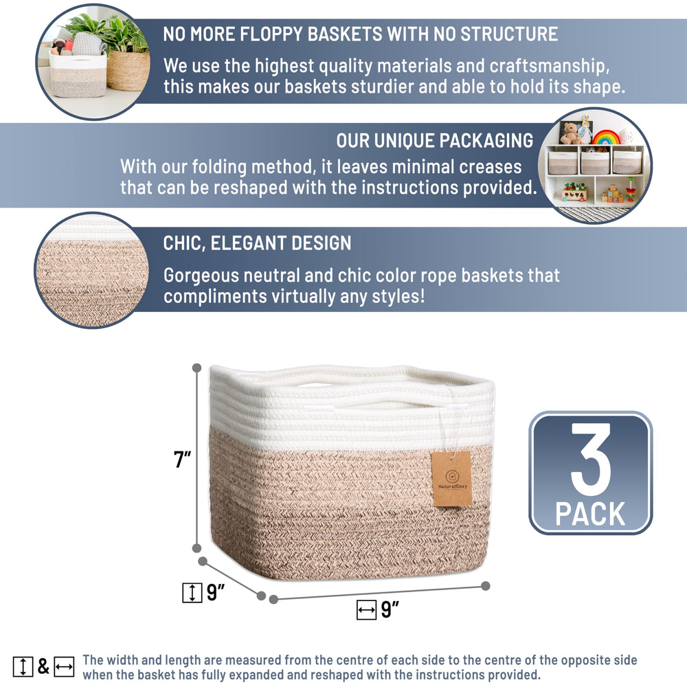 NaturalCozy 3-pack on shelf demonstrates compact organization solution for small spaces.