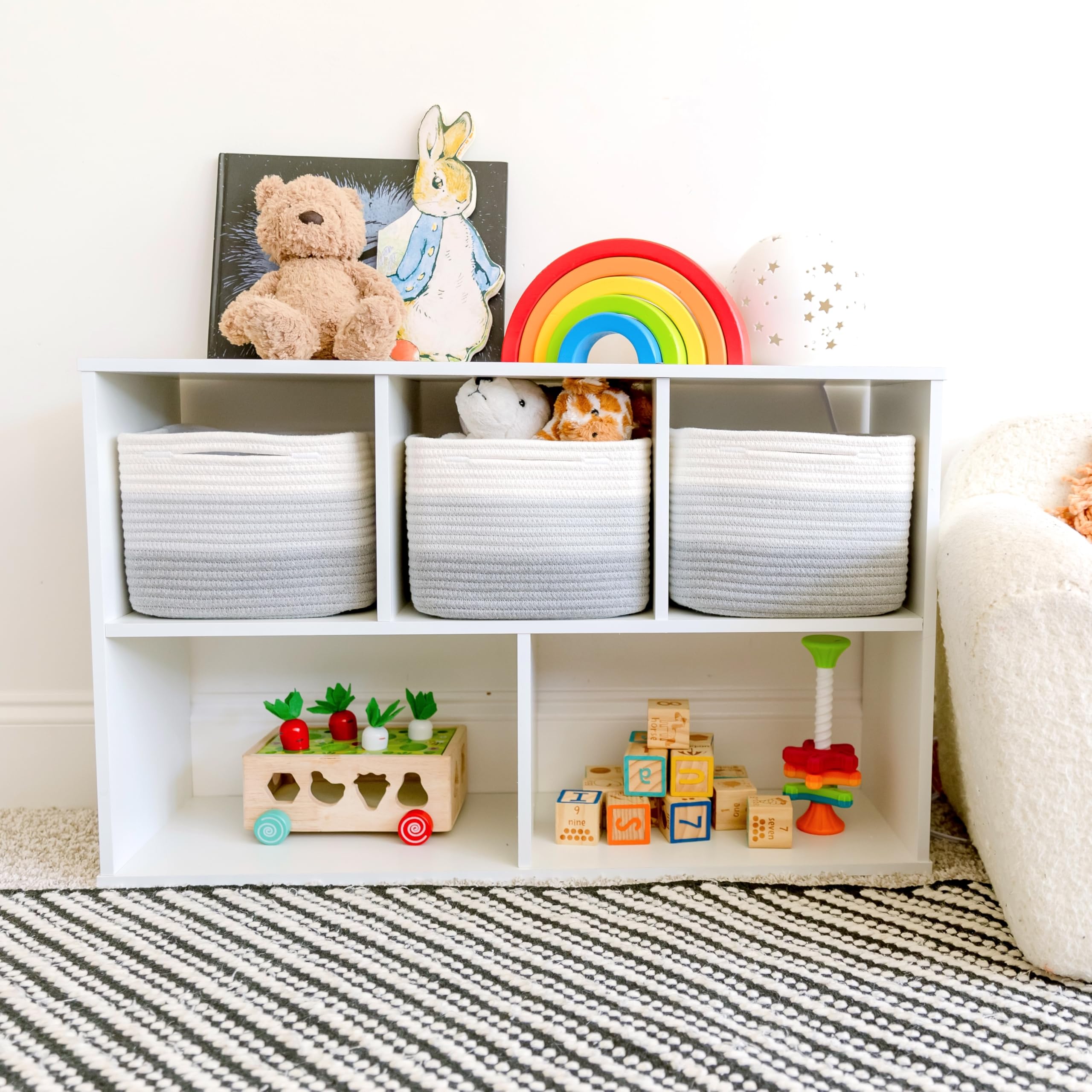 NaturalCozy 9x9x7 cotton rope storage cubes with hidden handles for easy lifting