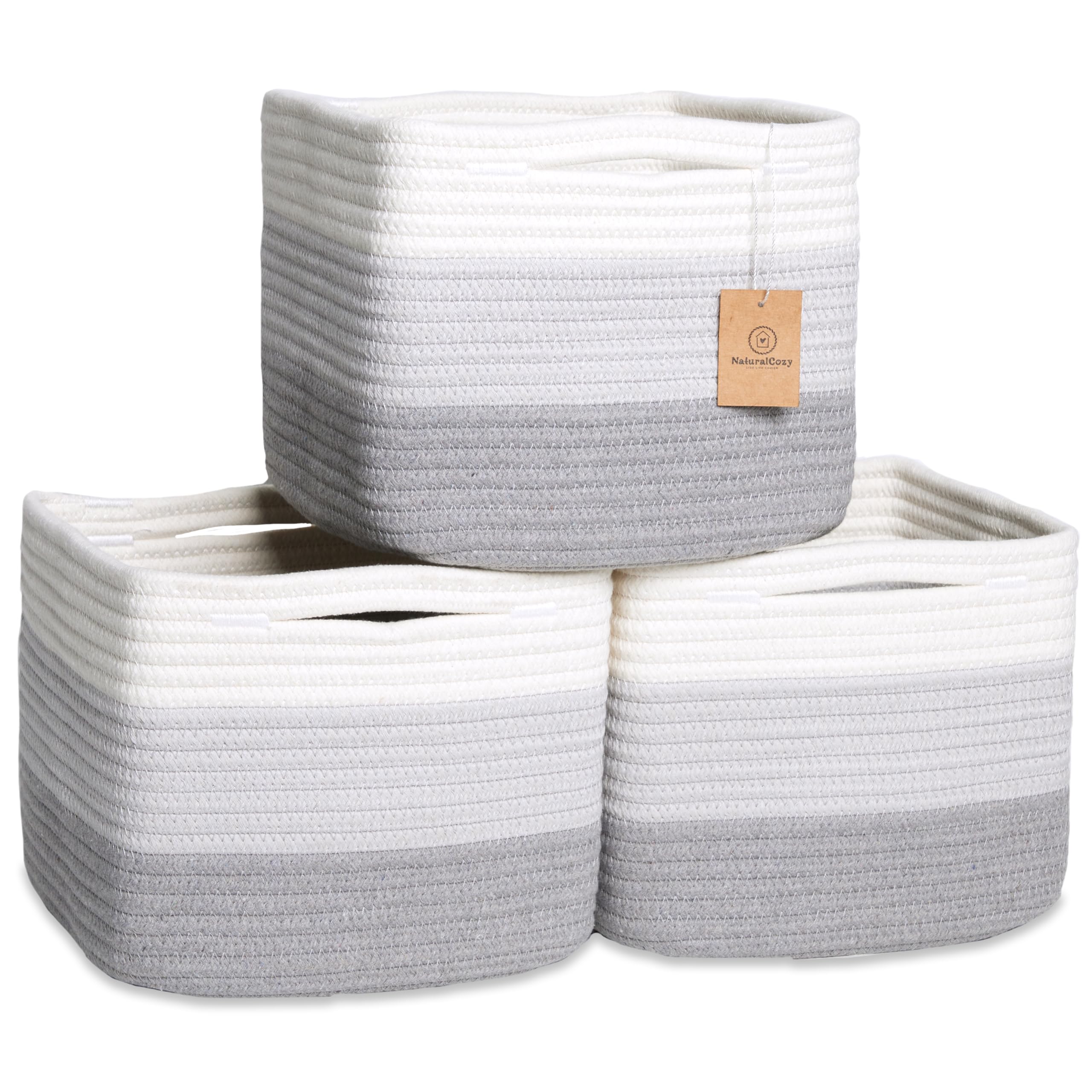 NaturalCozy 9x9x7 cotton rope storage cubes folding method showing crease-free structure