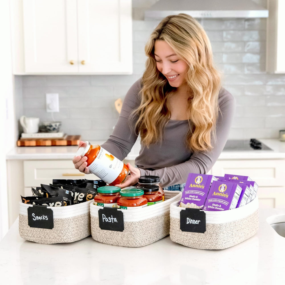 NaturalCozy hidden handles blend into baskets for easy lifting