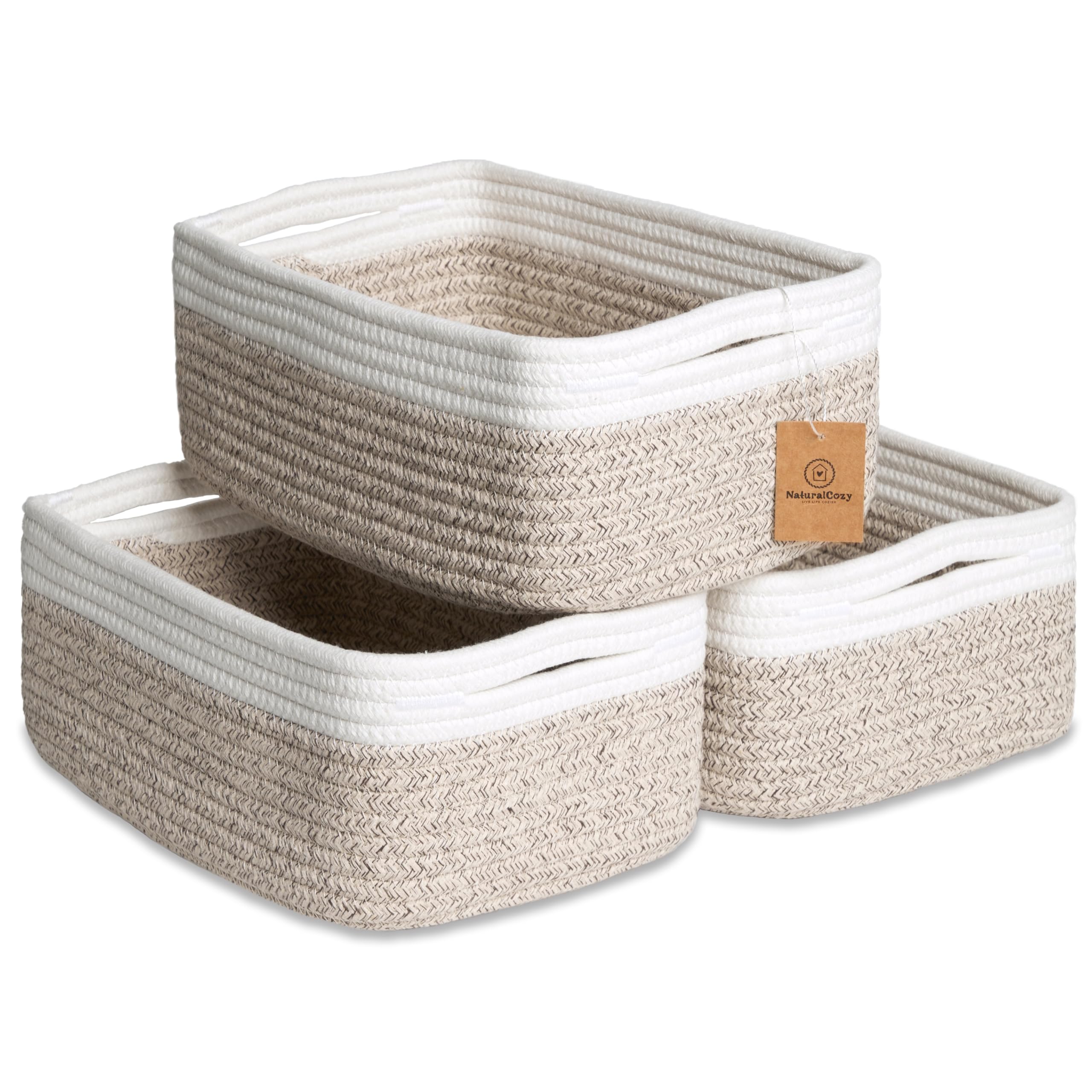 NaturalCozy rectangular storage basket folds neatly for tidy shelves