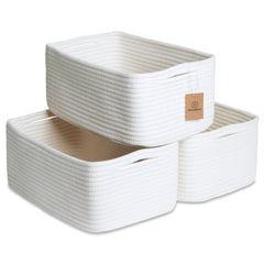 NaturalCozy basket set on a shelf offers neat, accessible storage.