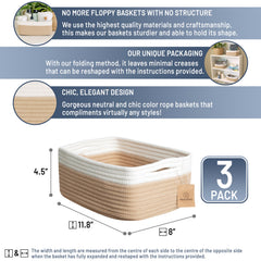 NaturalCozy cotton rope basket demonstrates sturdy frame for toy or book organization.