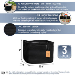 NaturalCozy cotton rope basket folding method shows easy shaping for storage.