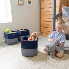 NaturalCozy cotton rope basket in nursery use, soft texture for baby items.