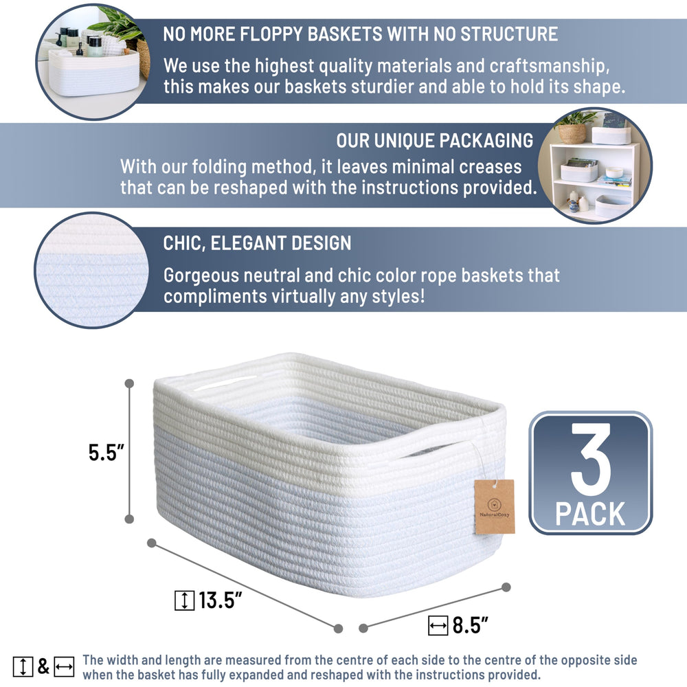 NaturalCozy cotton rope organizer bin in nursery for clutter-free space.