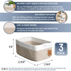 NaturalCozy cotton rope bins in nursery set offer sturdy organizers with soft, safe material.