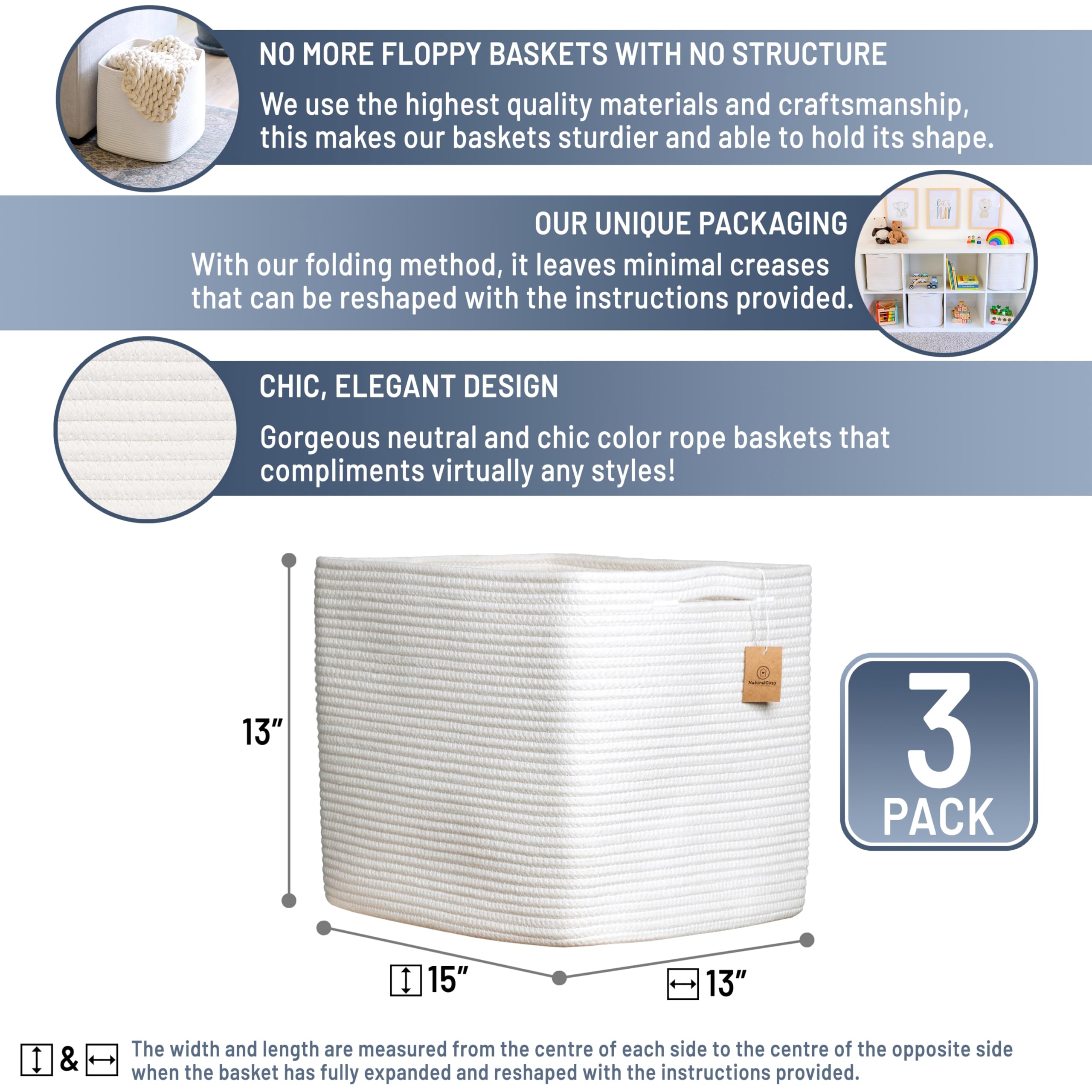 NaturalCozy cotton-rope Kallax insert sits on shelf, maximizing space