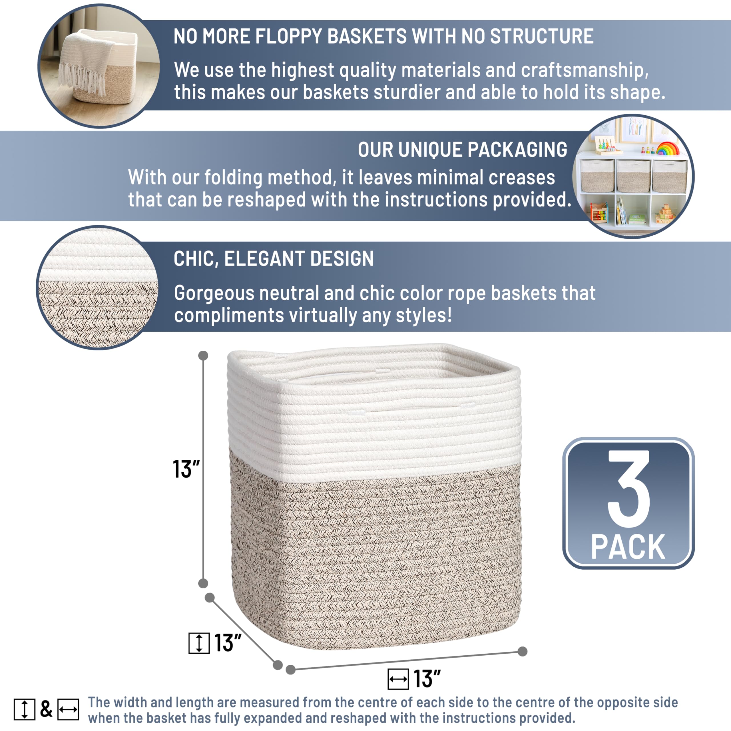 NaturalCozy cotton rope bin on a shelf, durable and kid-friendly.