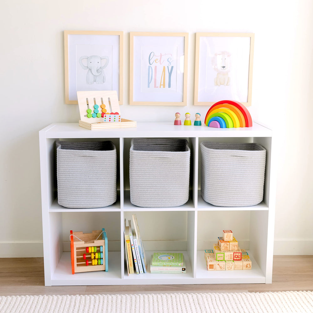 NaturalCozy cotton toy bin showing safe, sturdy fabric for curious kids.