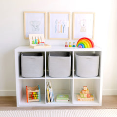 NaturalCozy cotton toy bin showing safe, sturdy fabric for curious kids.
