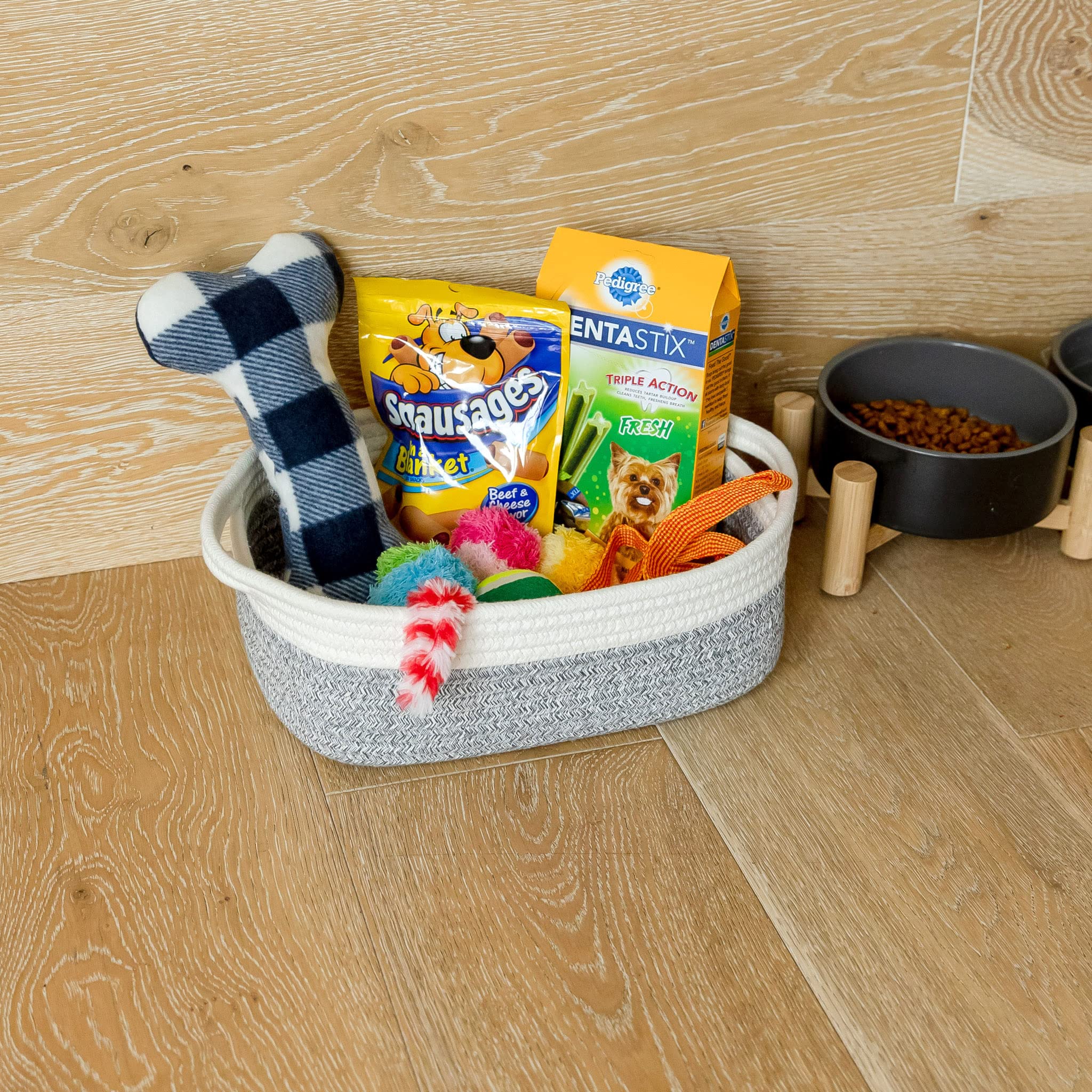NaturalCozy dog toy storage helps keep pet toys tidy and accessible.