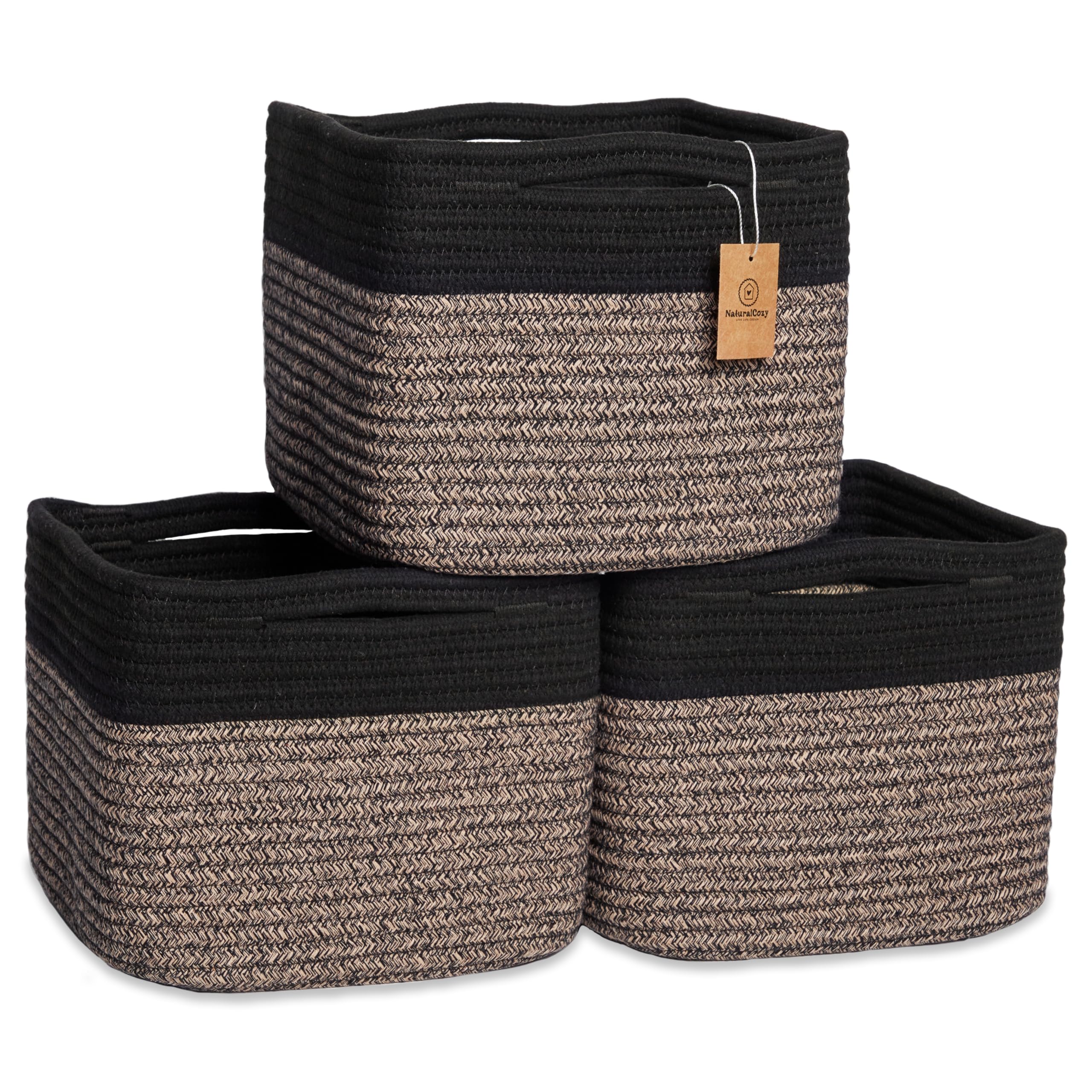NaturalCozy folded-structure basket stays firm for neat shelves.
