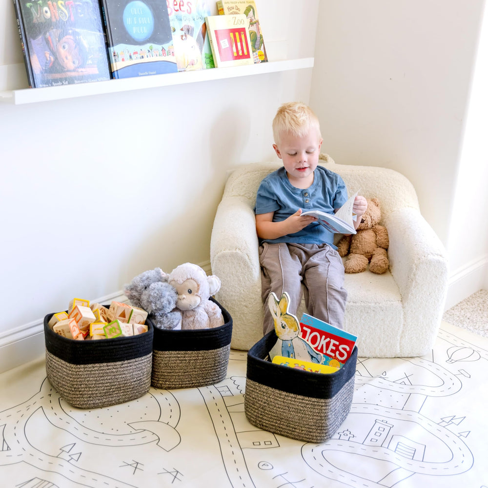 NaturalCozy hidden-handles basket features reinforced stitching for easy lifting.