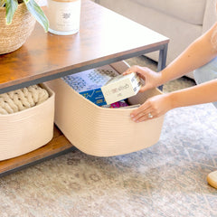 NaturalCozy basket featuring hidden reinforced handles for easy lifting
