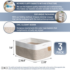 NaturalCozy basket with reinforced hidden handles for easy lifting