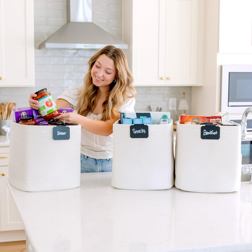 NaturalCozy Kallax bins stacked in a closet demonstrate easy organization