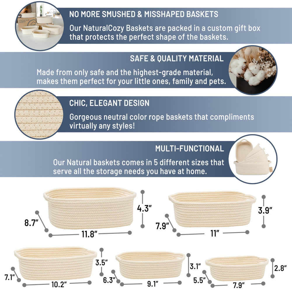 NaturalCozy largest rectangle basket for Montessori display or fruit storage