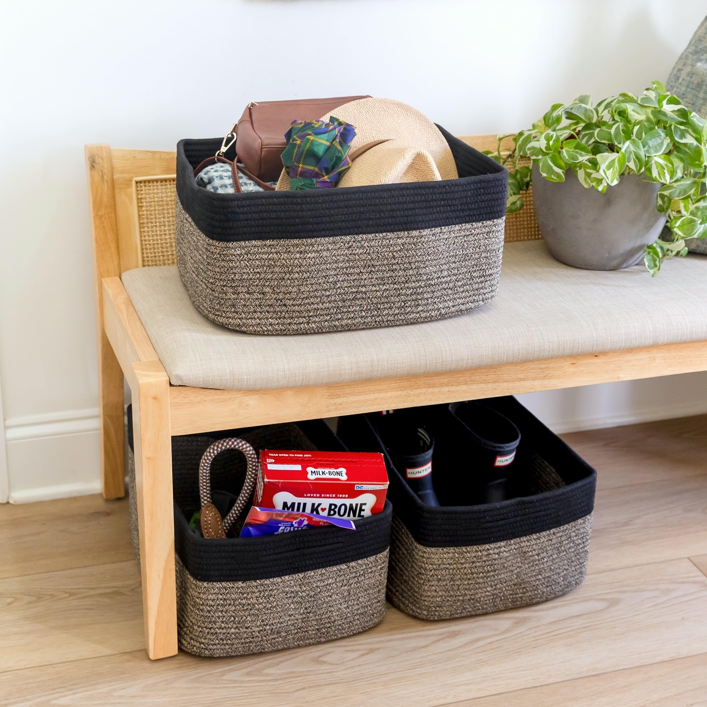 NaturalCozy laundry and blanket basket keeping textiles neatly contained.