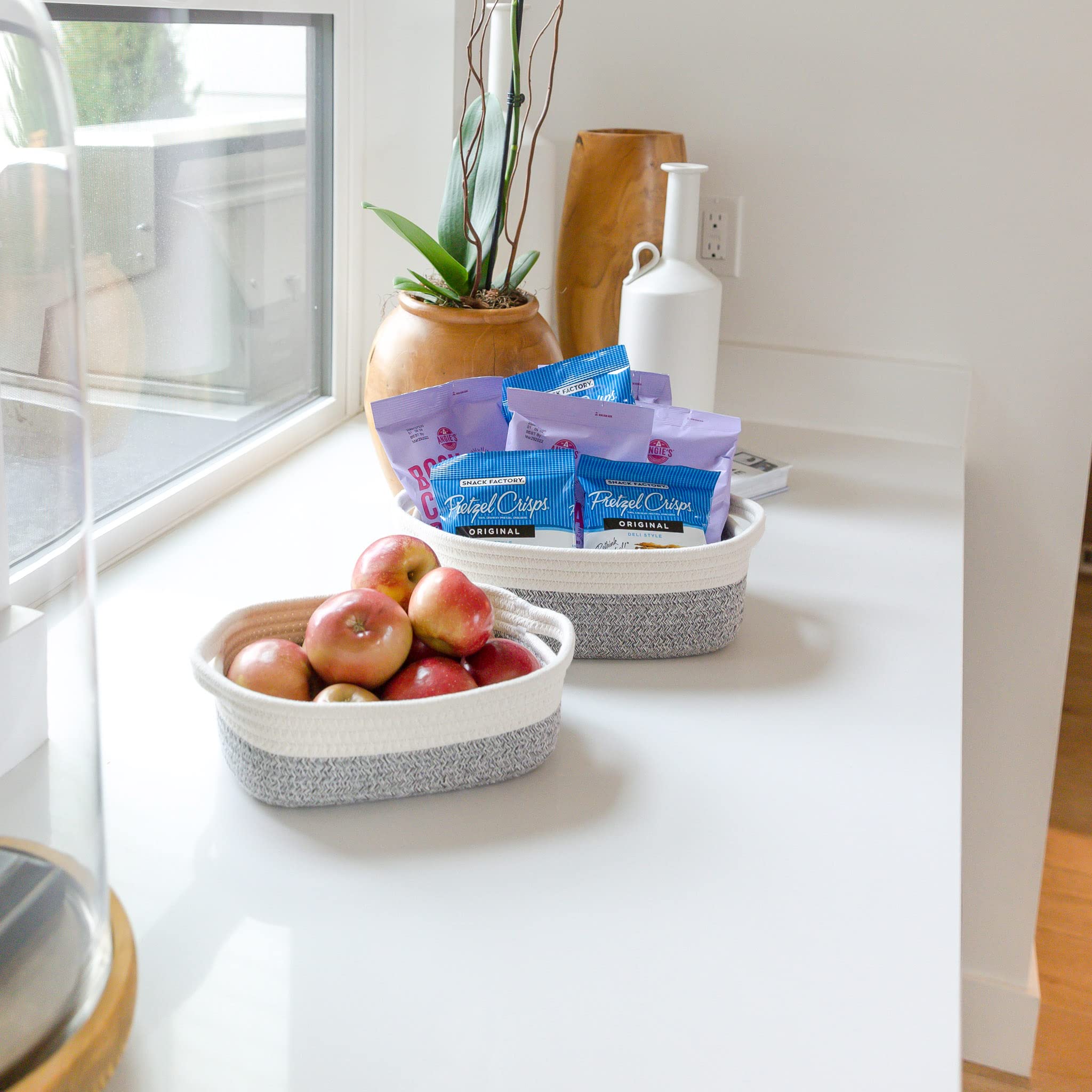 NaturalCozy mid-size rectangle basket shown for versatile home organization.