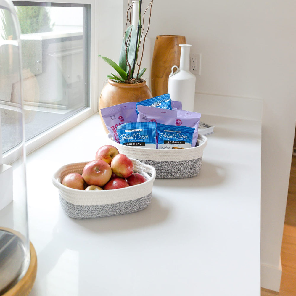 NaturalCozy mid-size rectangle basket shown for versatile home organization.