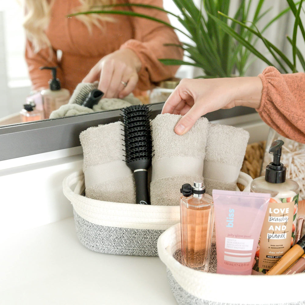NaturalCozy neutral decor basket complements any room style.