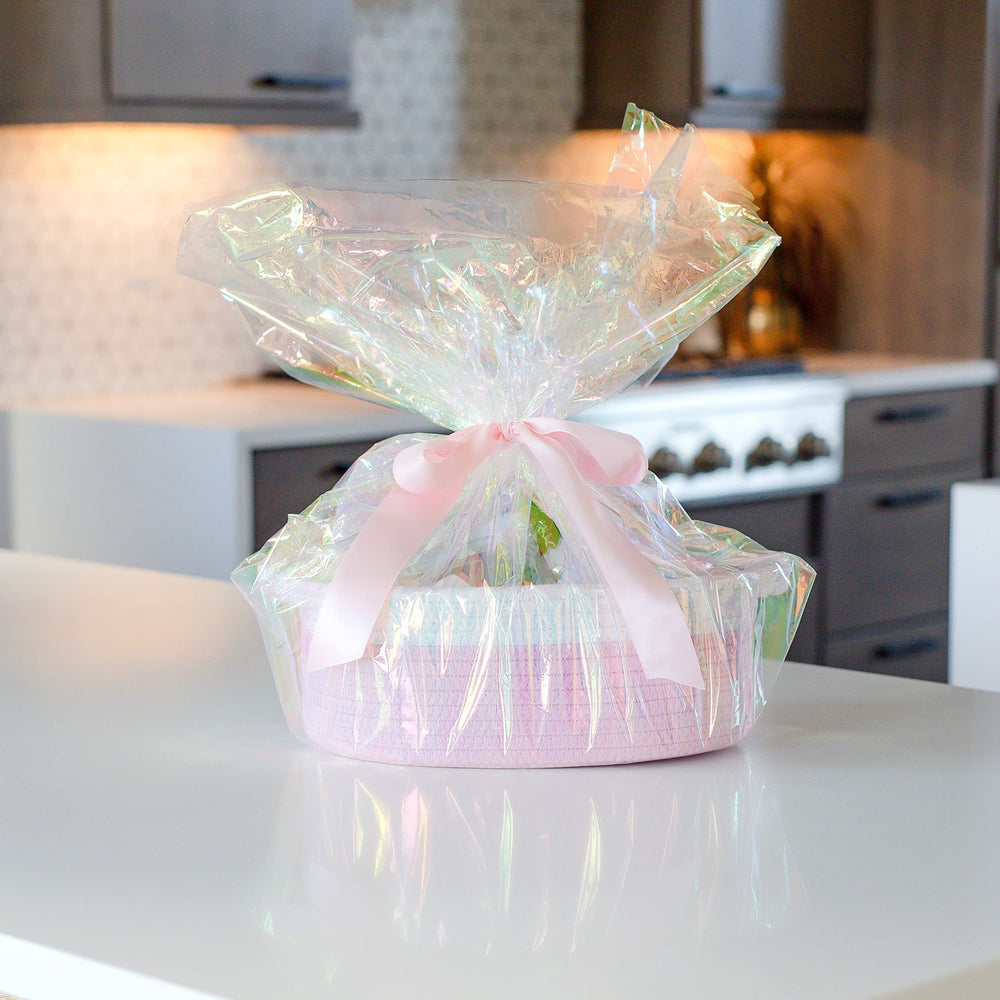 NaturalCozy nursery basket on shelf for organization