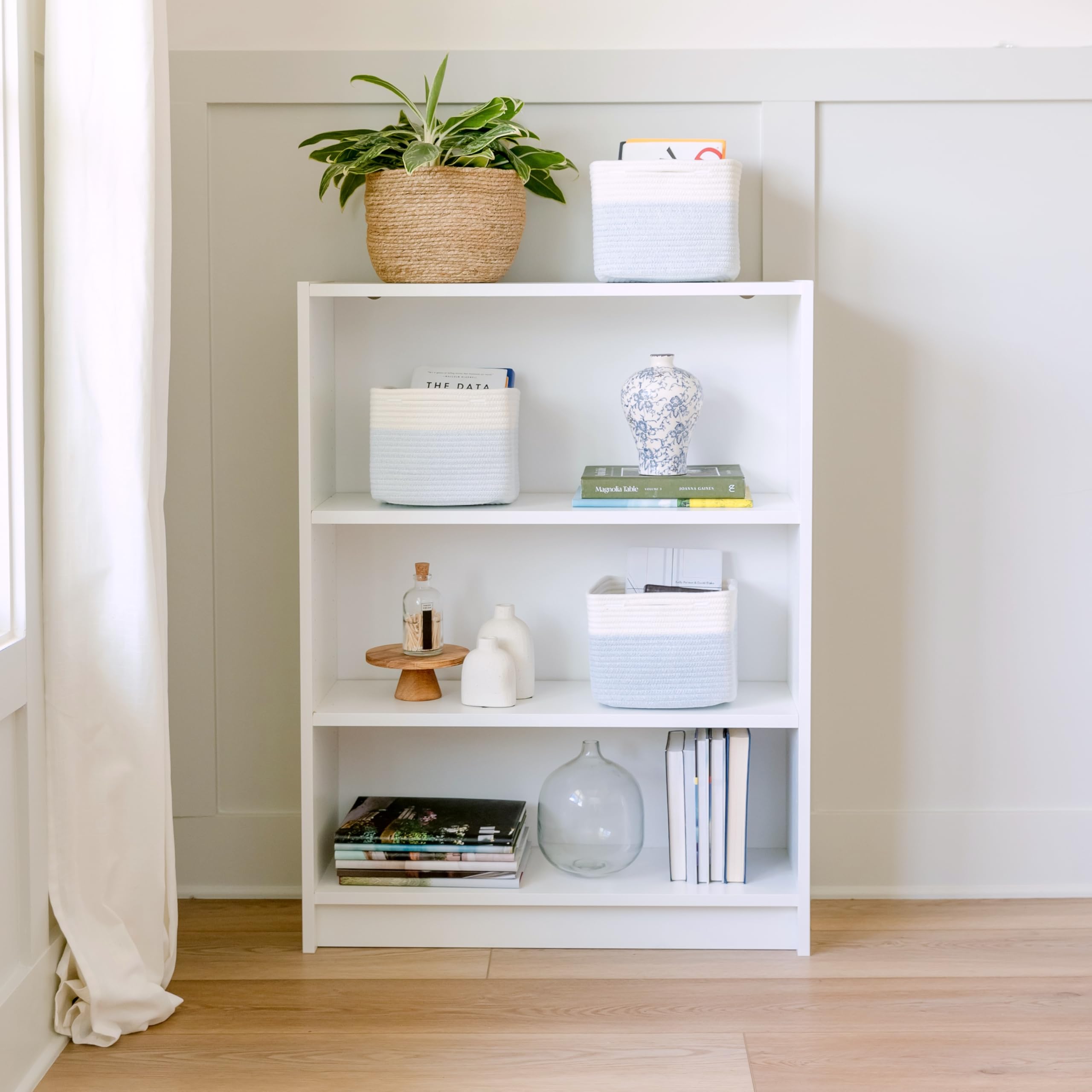 NaturalCozy nursery toy organizer placed on shelf for kid-friendly storage.