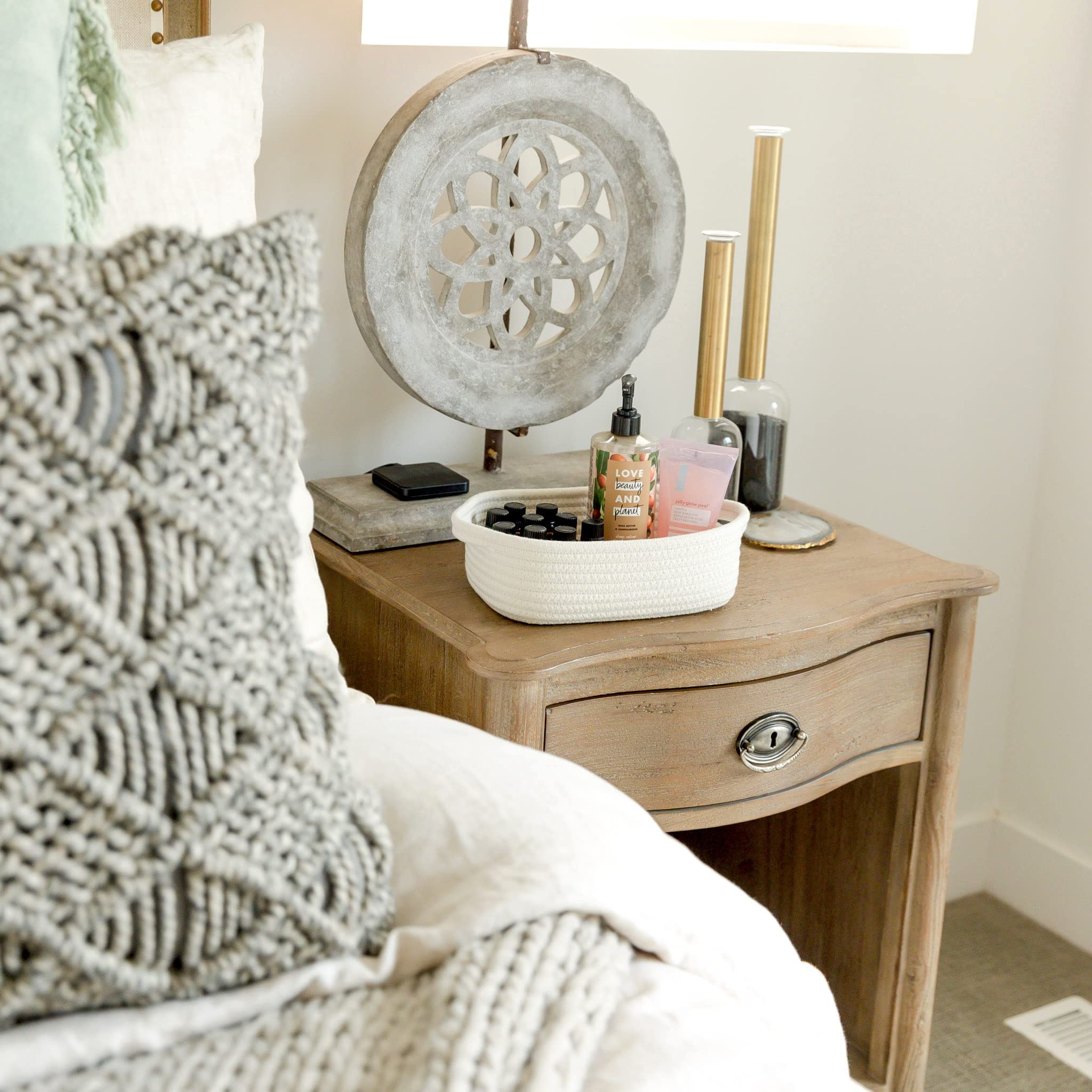 NaturalCozy nursery-friendly basket for toy storage in a playroom.