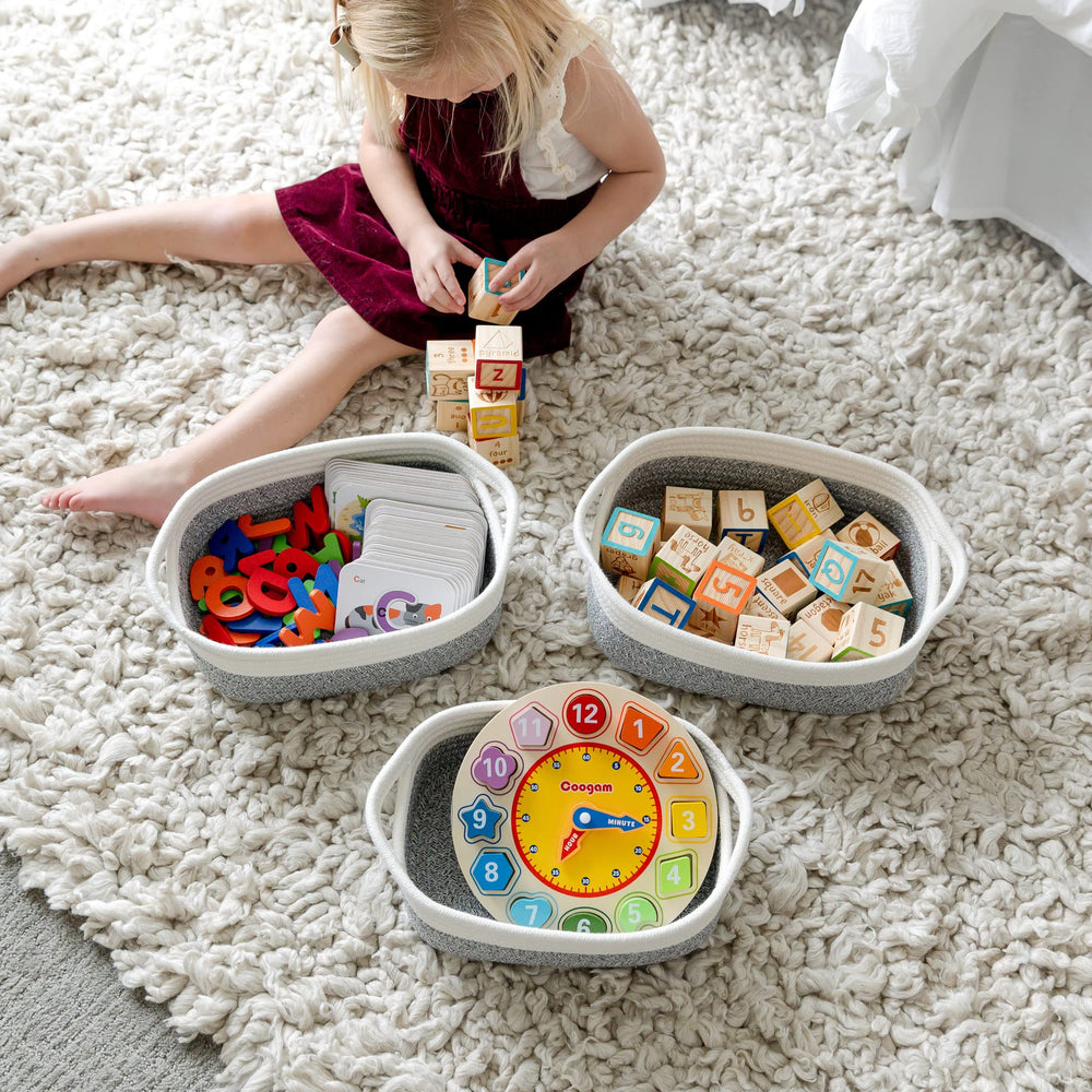 NaturalCozy nursery toy storage ready for playroom organization.
