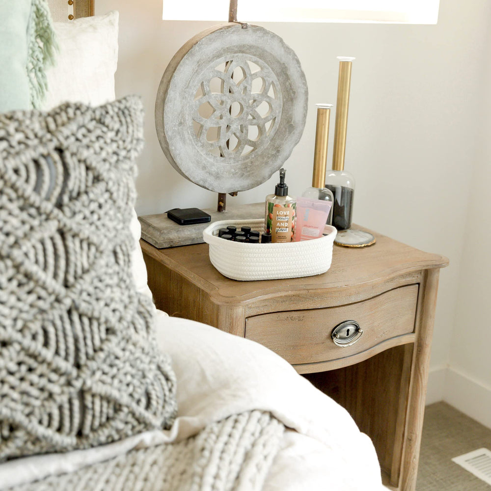 NaturalCozy nursery-friendly basket for toy storage in a playroom.