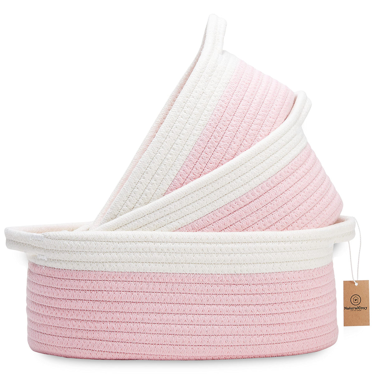 NaturalCozy large offwhite oval basket for nursery storage