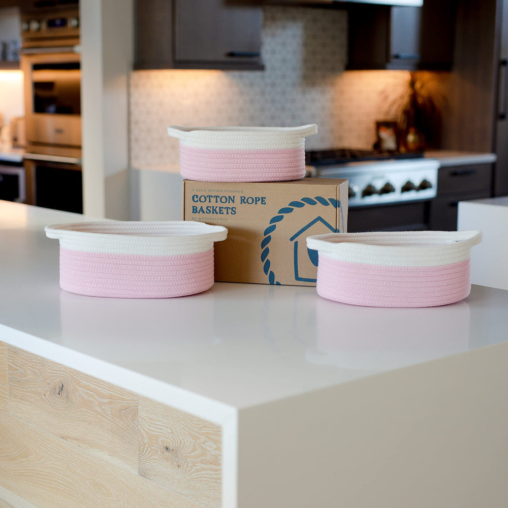 NaturalCozy medium pink oval basket for toy storage