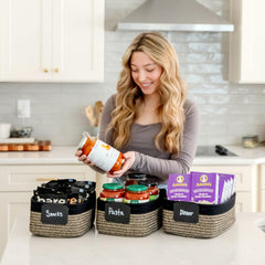 NaturalCozy compact rectangle basket fits snugly on shelves