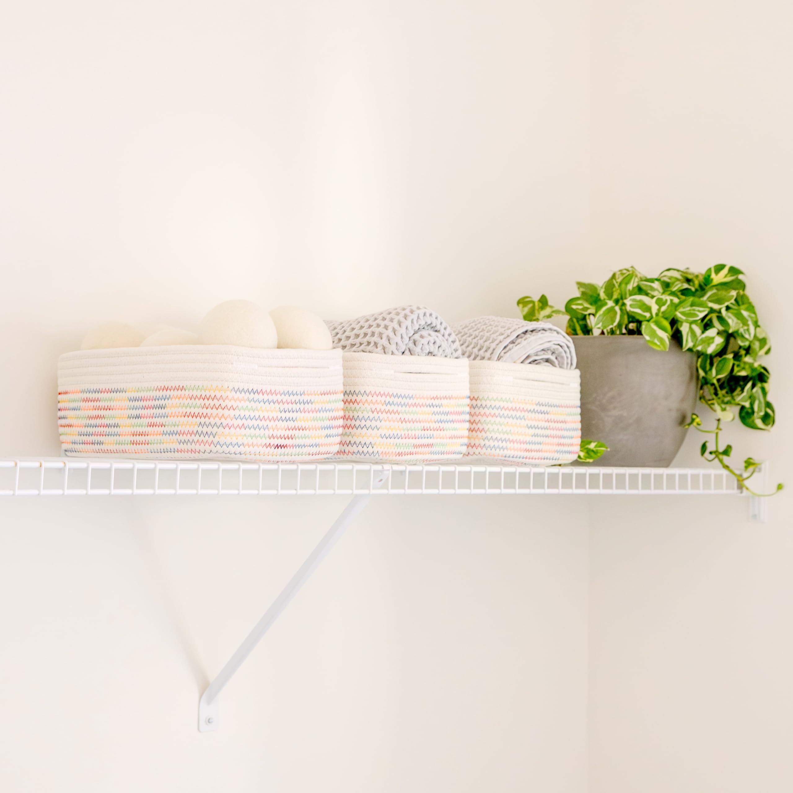 NaturalCozy rectangle basket double-stitched edges support heavy loads in daily use.