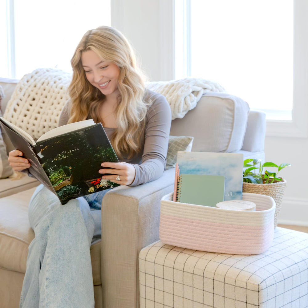 NaturalCozy basket features double stitching for heavy loads.