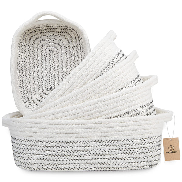 NaturalCozy rectangle basket flat-shipping view shows sturdy set ready to use